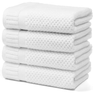 100% Cotton Bath Towels for Bathroom,Highly Absorbent Bath Towels Set Quick Dry,Luxury Soft Towels for Hotel (4, Bright White)