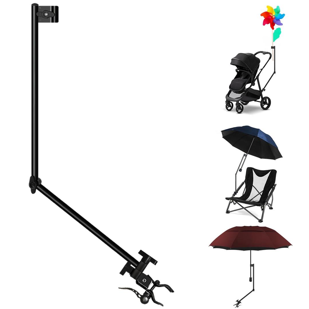 Heavy Duty Umbrella Holder - Adjustable Clamp, Deck Mount, Universal Stand for Mobility, Patio, Stroller, Wheelchair, Beach Chair