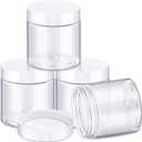 Patelai 4 Pieces Round Wide-mouth Leak Proof Plastic Container Jars with Lids for Travel Storage Makeup Beauty Products Face Creams Oils Salves Ointments DIY Making(8 Ounce,White)