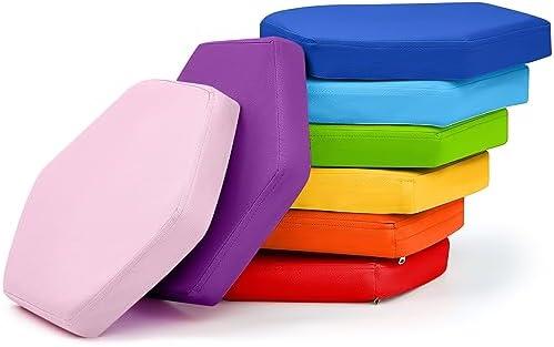 Juexica 8 Pcs Extra Thick Flexible Seating Floor Cushions Assorted Colored Floor Pillow Classroom Seat Cushions Soft Classroom Seating for Kids Learning Sitting Daycare School Chair, Hexagon