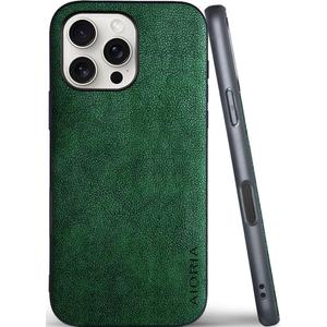 for iPhone 16 Pro Max Case Premium PU Leather Cover Retro Design Full Protective Phone Case 5G (Green, for iPhone 16 Pro Max)