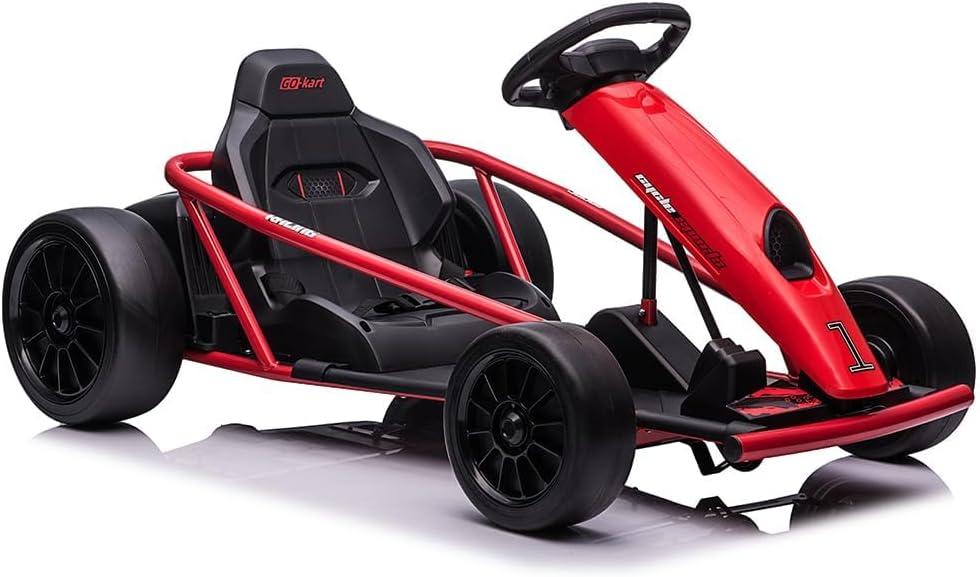24V Go Kart for Kids 8-12 Years, 300W*2 Extra Powerful Motors, 9Ah Large Battery 8.1MPH High Speed Drifting with Music, Horn,Max Load 155lbs Outdoor Ride On Toy for Teens (Red)