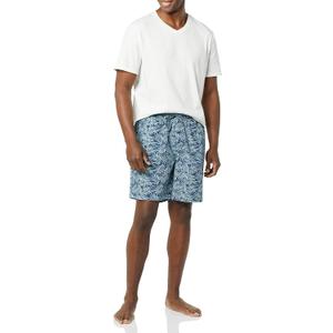 Amazon Essentials Men's Cotton Poplin Pajama Short with T-Shirt Set, Loungewear, Breathable (White, XS)