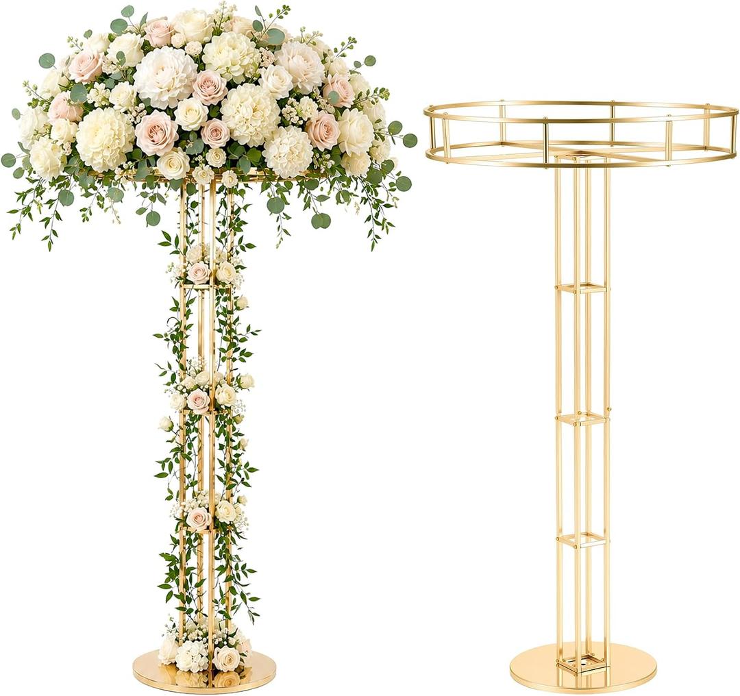 Briwooody 2 Pack 47" Gold Flower Stands for Wedding Centerpieces & Events
Metal Floral Display Pedestal with 19.7"Round Top,Centerpiece Stands for Wedding Reception Ceremony,Party Event Decor ﻿ ﻿
