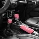 Savadicar Pink Interior Accessories - Handbrake & Gear Shift Knob Trim Set for 2018-Present Jeep Wrangler JL JLU 4XE & Gladiator JT - Solid Color Interior Decor Upgrade Option, 3-Piece