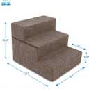 Best Pet Supplies Dog Stairs & Steps - Foam Steps for Small Dogs & Cats, Non-Slip Indoor Balanced Pet Step Support, Dog Ramp, No Assembly, Brown Linen, Foldable 3-Step (16.5-inch Height)