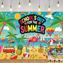 School's Out for The Summer Backdrop Hawaiian Tropical Beach End of School Year Party Theme Photography Background Kids Boys Girls Last Day of School Graduation Party Decor Banner Photo Props (8x6FT)