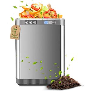 4L Electric Kitchen Composter, Composter Indoor with 2 Carbon Filters, Countertop Compost Bin Kitchen, Food Composter with Odorless/Ultra Quiet/Energy Efficient, Turn Waste into Natural Fertilizer