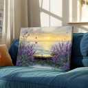 Tertiosh Coastal Sunset Lavender Canvas Wall Art Still Life Seascape Wall Decor Picture Floral Print Beach Theme Painting Artwork for Modern home decoration for living room and bedroom 24x36in