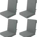 Outdoor Chair Cushions 20x20, Water-Resistant & Fade-Resistant, Patio Furniture Lawn Dining Chair Seat Replacement with High Back, Ties Zipper, Removable Cover, Set of 4, Dark Grey
