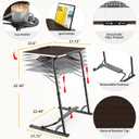 FoldWise Upgraded Folding TV Tray Table - Extra Large & Sturdy Laptop Table for Couch, Height & Angle Adjustable Desk for Dinner, Work & TV - Includes Footrest, Cup Holder, iPad Holder & Edge Stopper (18"D x 24"W x 30"H)