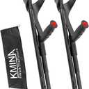 KMINA Foldable Forearm Crutches of Carbon Fiber (x2 Units), Open Cuff, Lightweight, Folding Crutches, Made in Europe, PRO Model
