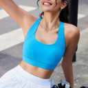 RUNNING GIRL Adjustable Straps High Impact Sports Bra for Women,High Support Workout Sports Bras with Sewn in Pads(XL) (Blue)