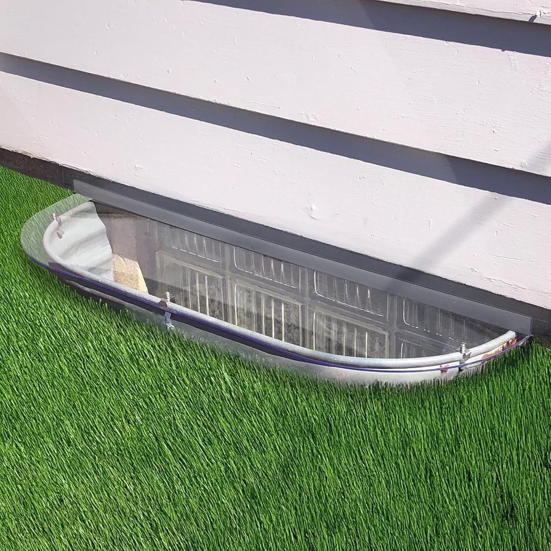 Elongated JCI Polycarbonate Window Wells Cover, UV Resistant Window Well Covers for Basement Windows, Protects Against Debris, Optimal Light, Fits Elongated Outdoor Well Covers - 42"W x 13"L