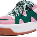 LUCKY STEP Womens Platform Fashion Sneakers Lace up Casual Faux Leather Comfortable Thick Sole Tennis Walking Shoes, 9