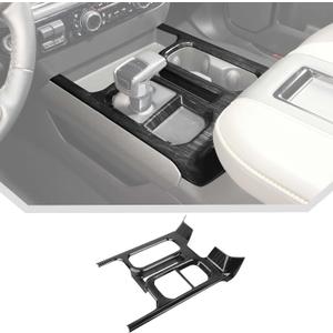 JeCar for Silverado Black Wood Grain Interior Center Console Gear Shift Panel Cover Trim for 2022 2023 2024 Chevrolet Chevy Silverado