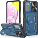 for Samsung Galaxy A03s Protective Case: Military Grade Drop Proof Full Protection Phone Cover with Kickstand | Rugged Shockproof TPU Bumper Matte Textured Tough Mobile Shell (Dark Blue)