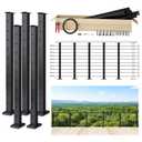 Muzata 16-20FT Modular Black Cable Railing Kit 36 Inch 5 Level Post Kit Complete Set Cable Railing System for Decks Length Adjustable Easy DIY with Paper User Guide (No Handrail) RW17