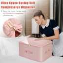 4 x Ultra Space Saving Self Compression Organizer,Comforter Storage Bag,Self Compression Dorm Moving Organizer Bags for Clothes,Comforters,Duvets,Blankets,Bedding Storage (Pink,X-L-52 * 42 * 60cm)