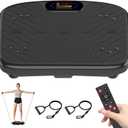 Vibration Plate Exercise Machine, Vibrating Plate Platform for Lymphatic Drainage with 200 Adjustable Speeds, Power Vibration Plate for Weight Loss & Fitness, Supports Weight 450 Lbs (Jet Black)