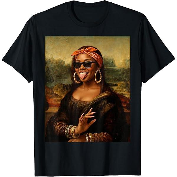 Black Mona Lisa African American Black History Month T-Shirt, Size Small