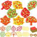 48 Pcs Thanksgiving Fall Maple Leaves Suncatchers Craft Kit DIY Stained Glass Effect Tissue Paper Kit Bulk for Window Decor Ornament Fall Thanksgiving Party Favors Home Activities