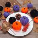 21 PCS Pumpkins Decor Set, 3 Sizes Fake Velvet Pumpkin, Black Purple Orange Small Foam Pumpkin, Autumn Table Centerpiece for Thanksgiving Farmhouse Fall Harvest Halloween Party Decorations
