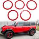 5 Pcs Bead Lock Wheel Trim Rings Red Kit Fit for 2021-2026 Ford Bronco Sasquatch Package Beauty Rings Red