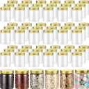 Wesiti 60 Pcs 8 oz Clear Plastic Mason Jars Containers With Screw on Gold Lids Refillable Round Empty Plastic Jars Storage Containers Reusable for Kitchen Household Dry Food Storage Honey Herb Nuts