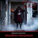 HOYECHI Animatronic Halloween Decorations Headless Warrior 6.2ft – Motion & Sound Activated Scary Decorations, Left Axe Right Pumpkin, Touch & Sound Triggered Outdoor Halloween Decor