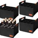 Windyun 8 Pcs 12 Bottle Wine Bottle Boxes for Moving Wine Carrier Tote with Reinforced Cardboard Set 14.5''x12.6''x10.63'' Reusable Felt Tote Bag with Handles Collapsible Ratafia Packing (Black)