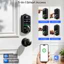 Veise VE017-K Fingerprint Smart Lock with 2 Knobs, App Control, Keyless Entry Front Door Lock Set, Electronic Touchscreen Keypad Deadbolt, Emergency Power Port, Easy Install, Auto-Lock, Matte Black