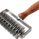 Stainless Steel Dough Lattice Top Cookie Stainless Steel Baking Tool Cake Bread Net Knife Holder Wooden Handle for Pizza Cookie Pie Pastry