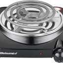 Elite Gourmet ESB301C Countertop Single Coiled Burner, 1100 Watts Electric Hot Plate, Temperature Controls, Power Indicator Lights, Easy to Clean, Black