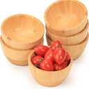 Bamboo Wooden Bowls Set of 6, 3 Inch Small Serving Bowls for Snacks/Appetizers/Side Dishes/Charcuterie Board, Dipping Sauce Bowl for Condiments, 4 oz Bamboo Wood Ramekins, Reusable & Handmade (3.15''W x 1.77''H)