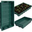 YoleShy 10 Pack Seed Starter Tray Reusable Plastic Plant Seedling Starter Trays Thickened Sturdy Durable for Germination Growing Microgreens Planting Propagation, Without Drain Holes, 14.5"x9", Green