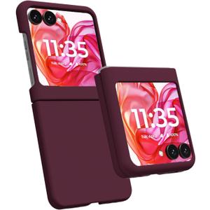 for Motorola Moto Razr Plus 2024/2025 Phone Case Silicone, Minimalist Ultra Thin Slim Soft Rubber Solid Color Simple Cute Case for Women, Aesthetic Girly Plain Jelly Gel Cover, Burgundy Maroon