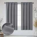 OWENIE Bob Dark Grey Curtains 63 Inch Length 2 Panels Set for Living Room Bedroom, Light Filtering Faux Linen Textured Soft Window Curtain, Airy Rod Pocket cortinas para cuarto, 40Wx63L Inches, 2 Pcs