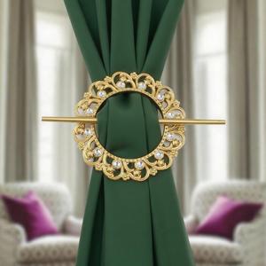 HEVSTIL Classical Style Quality Curtain Tieback Gold Curtain Tie with Rod Plastic Curtain Buckle Drapery Holdbacks Curtain Panel Holdbacks for Window Decoration,Set of 2