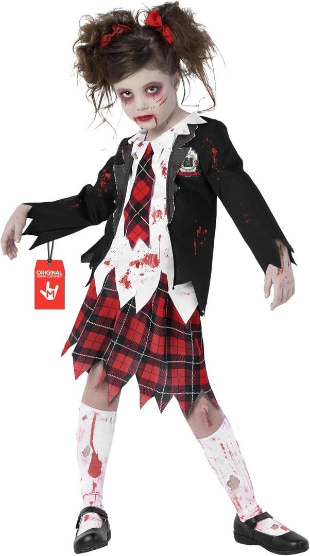 Morph Costumes School Girl Zombie Costume for Kids - Kid Zombie Costume Girl - Kids Halloween Costumes Girls Scary, (Large)