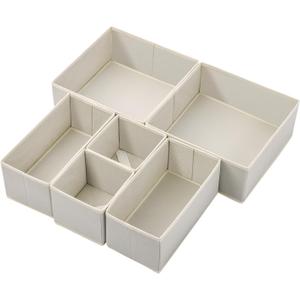 Stero 6 Pack Drawer Organizers for Clothing, Dresser Drawer Organizer Clothes, Fabric Foldable Closet Organizers and Storage Basket Bins for Clothes, Underwear, Bras, Socks (Light Grey)