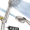 High Pressure 10-Setting Handheld Shower Head, 5" Detachable Shower Spray, 79" Extra Long Stainless Steel Hose, Adjustable Bracket - Brushed Nickel