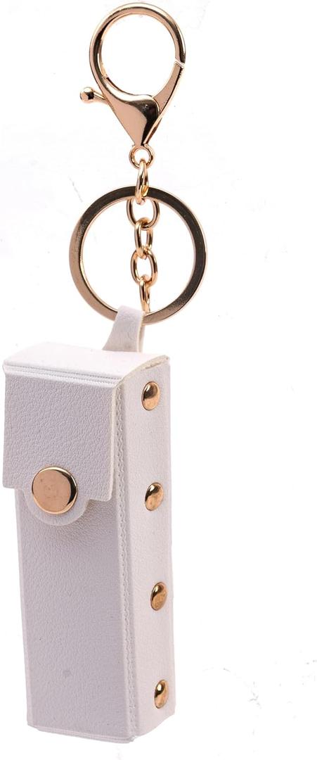 Lipstick Holder PU Leather Keychain Potable Chapstick Holder, Lipstick Pouch, Soft Lip-Balm Holder Travel Storage Case