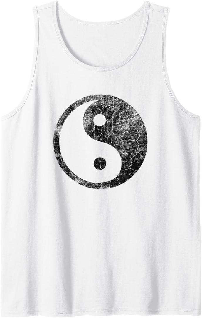 Vintage Yin Yang Tank Top (Small, White)