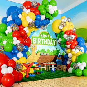 ALL-IN-1 Colorful Balloon Arch Kit & Garland  Red, Blue, Green Balloons in Small & Large Sizes  Primary Colors for Circus, Carnival, Rainbow, Boys Birthday Party Supplies & Decorations