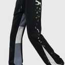 GINGTTO Men's Sweatpants Open Bottom with Pockets Stacked Flared Track Pants (Black)