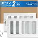 Air Vent Cover, 2-Pack Air Return Grilles for Wall and Ceiling, Fits 12"×6" Duct Opening, Two-Way Deflection, Adjustable Airflow, Easy Installation with Screws