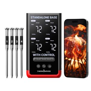 ThermoMaven Smart Bluetooth Wireless Meat Thermometer: Standalone Base, WiFi Unlimited Range, 6 Sensors with NIST Certified Accuracy, 4 Probes for Kitchen, BBQ, Grill, Oven, Smoker, Rotisserie