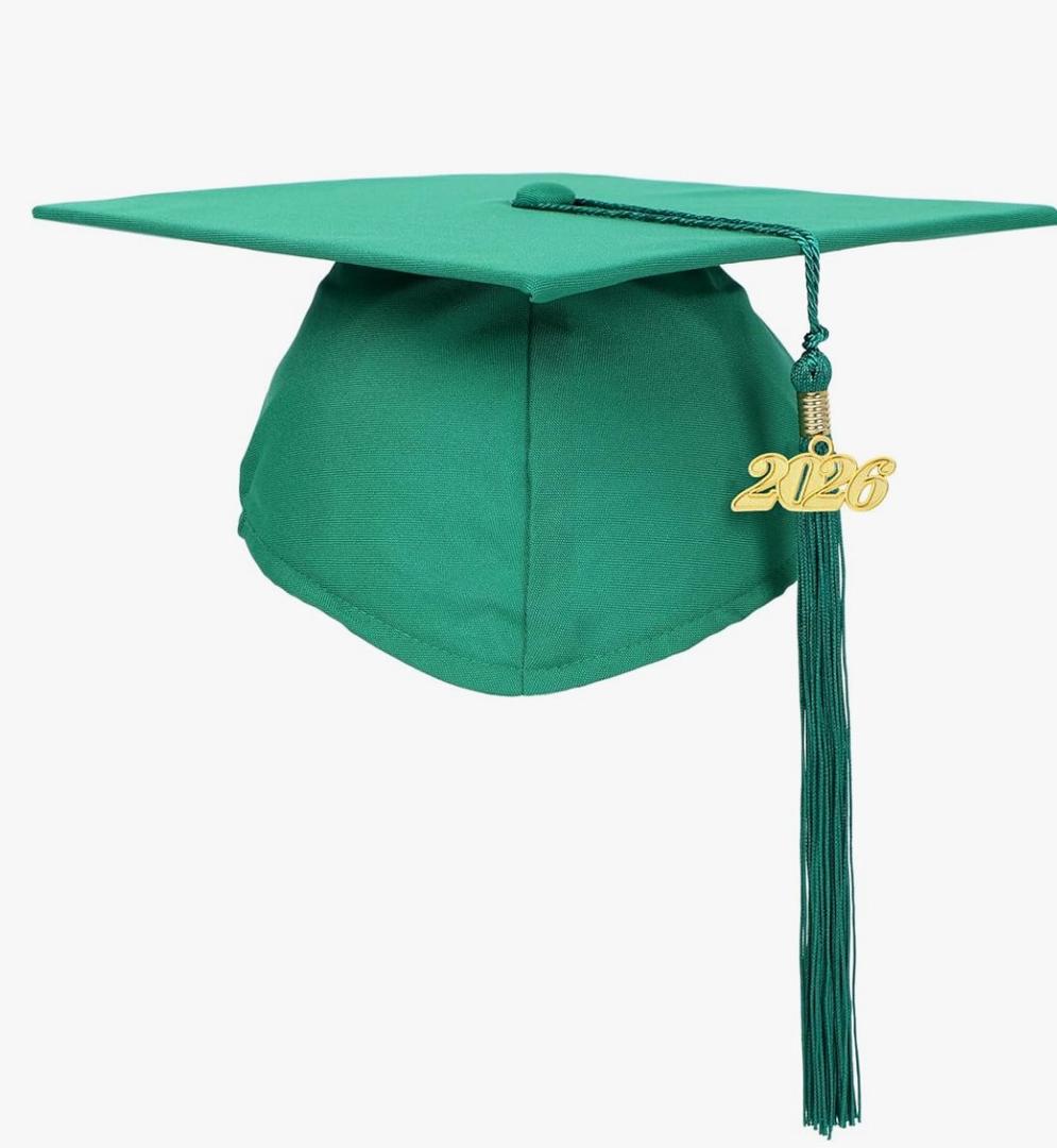 FtyFty Unisex Adult Matte Graduation Cap with Tassel Year Charm