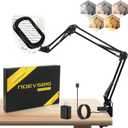 Magnifying Glass with Light Square Magnifier Desk Lamp 10X Close Up Work for Desktop Bench Crafting, Reading, Sewing, Ultra Long Swing Arm 3-Section, 5 Color Modes Design Rectangle Head Controller (Black)